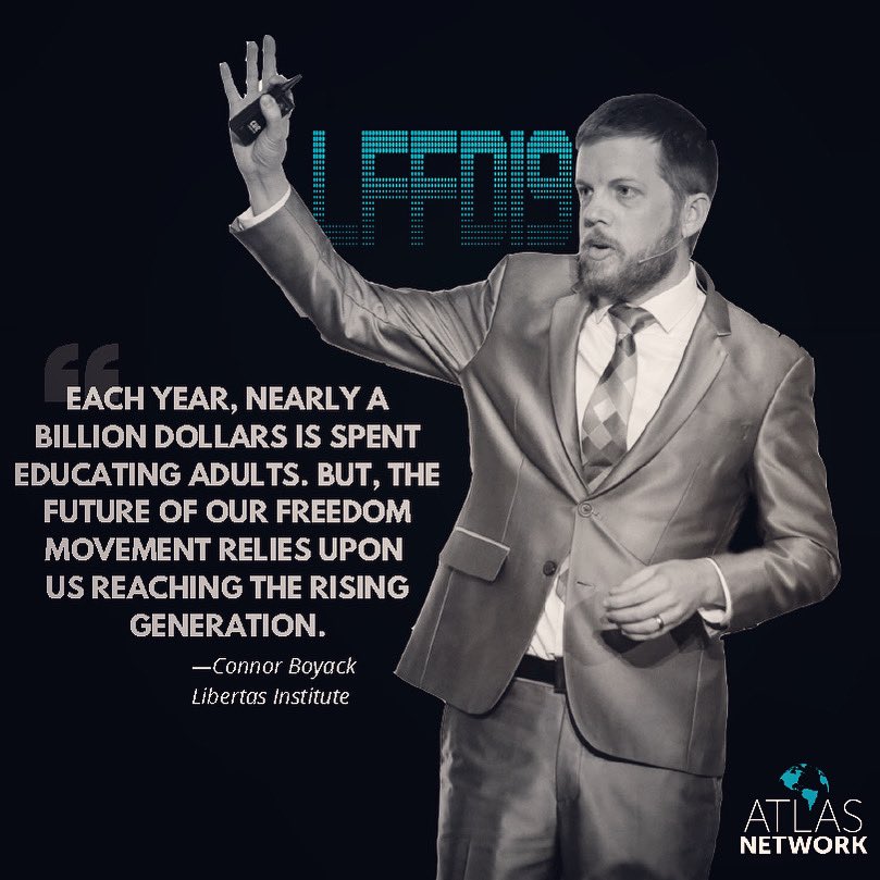 AtlasNetwork's tweet photo. Connor Boyack of @libertasutah took home the 2019 Think Tank Shark Tank prize for his work on the new digital curriculum, “Free Market Rules,” which provides families with children of all ages the opportunity to learn more about all things free market. #atlasnetwork #lffd19 https://t.co/lWbVVddE87