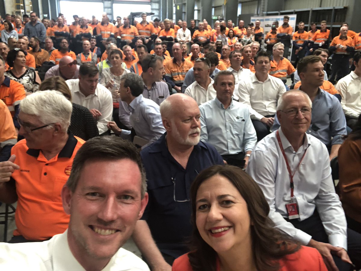 MarkBaileyMP's tweet photo. In Maryborough Premier @AnnastaciaMP just announced with Bruce Saunders @Putmaryborough1 a $300 million pipeline of manufacturing work til 2030 in signed MOU for @downergroup Maryborough Rail workshop. Labor backs local manufacturing jobs vs @LNPQLD had NGR trains made overseas https://t.co/fWO5UGBbqd