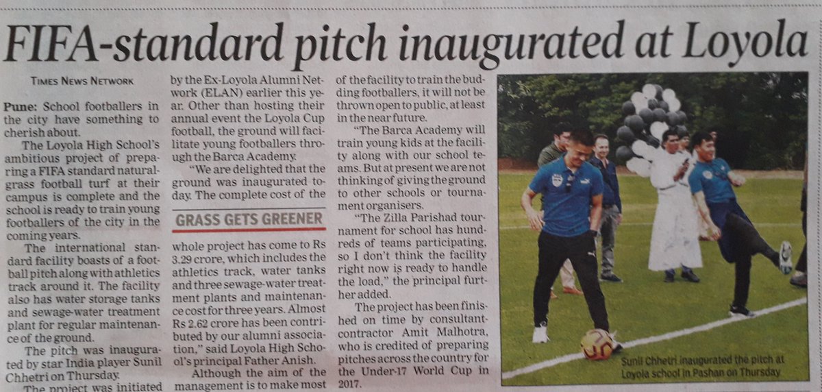 sjalihal's tweet photo. FIFA Standard Football Turf for school - Pleasure to be a part of the team to make this happen! Initiated by batchmate Nitin Joshi, led by Atul Kirloskar it was a wonderful journey to put funding together from 50+ batches of the school @MandarTamhane1 #SunilChhetri #AlumniProject https://t.co/xGGtTJ5F6t