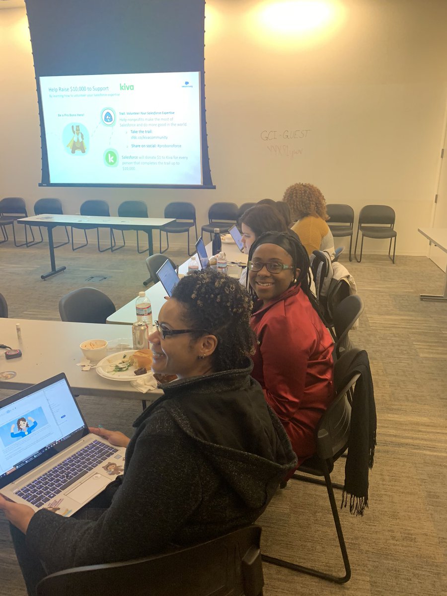 indianapolissa's tweet photo. Learning how to volunteer our @Salesforce expertise on @trailhead with @SFDCIndyWIT #probonoforce #trailhead https://t.co/Rw8TwB0HfX