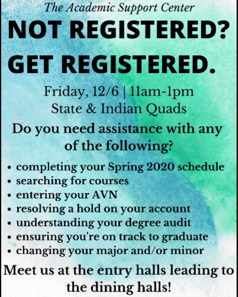 UAlbanyAdvising's tweet photo. NO APPOINTMENT NEEDED! We want to help you finalize your schedule and get registered. Stop by and see us tomorrow in State Quad or Indian Quad (entry halls leading to dining halls)! Help us help you relieve some stress as your prepare for finals! @UAlbany #GreatDanes https://t.co/bgRZTHtkPN