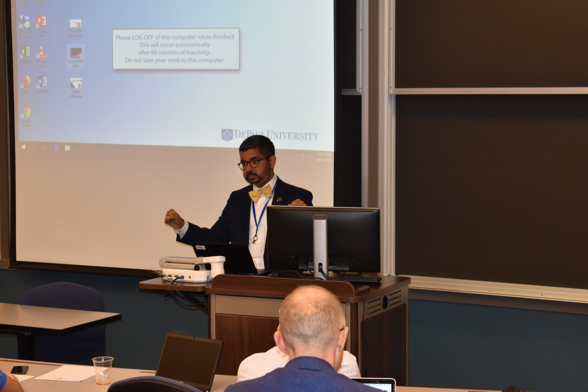 DePaulCIPLIT's tweet photo. #TBT to #IPSC2019 at @DePaulLaw w/ Saurabh Vishnubhakat (@emptydoors) of @TAMULawSchool https://t.co/49dEn5PjX6