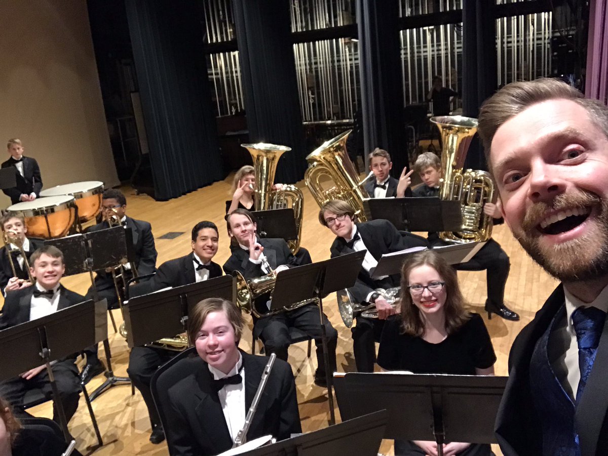 MrSteinbrunner's tweet photo. The Concert Band is ready for their first high school concert! One minute until we star! https://t.co/VK4LXzVaBO