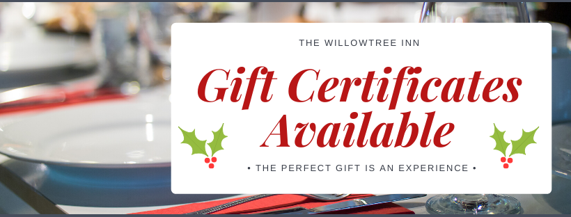 willowtree_inn's tweet photo. Come get the best gift.. A dinner for 2 with a view! 

#willowtree #dinnerfor2 #giftcertificate #christmasgifts https://t.co/wArA0U6qcV