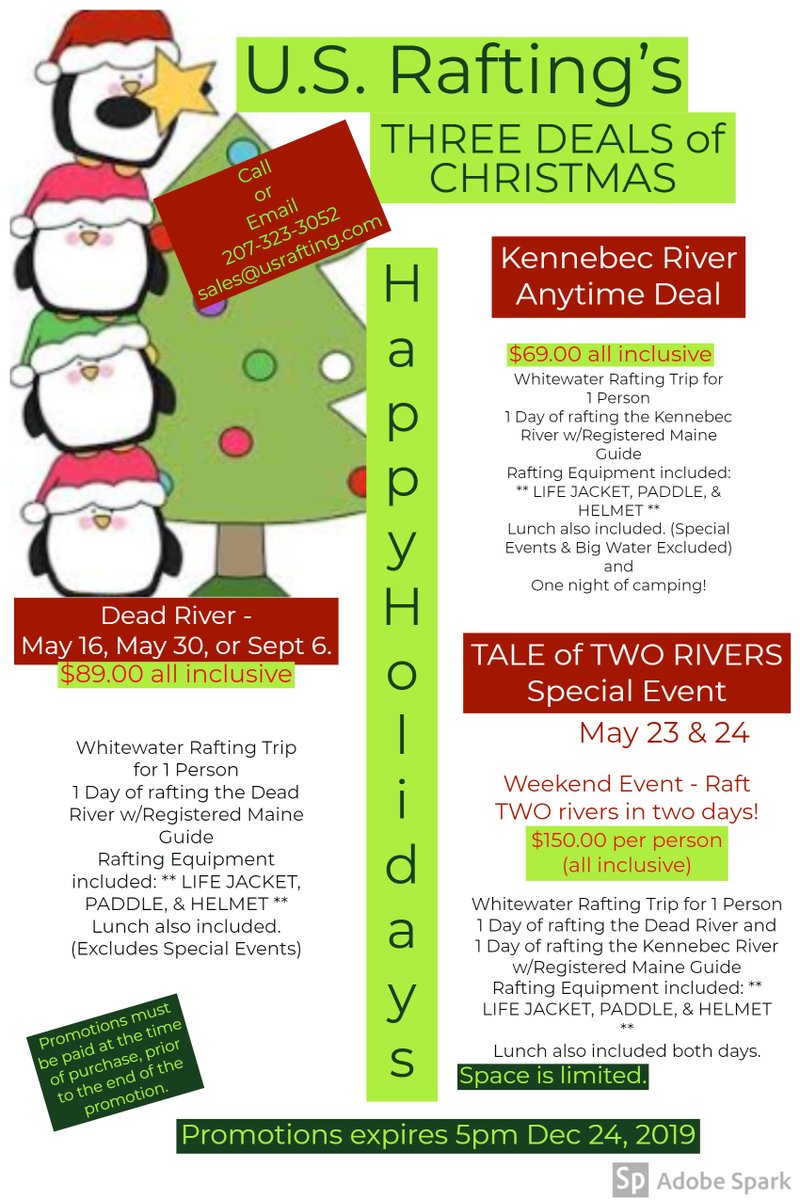 US_Rafting's tweet photo. Three Deals of Christmas - https://t.co/mkEHtF6iM3 https://t.co/kRYhcBRJEy