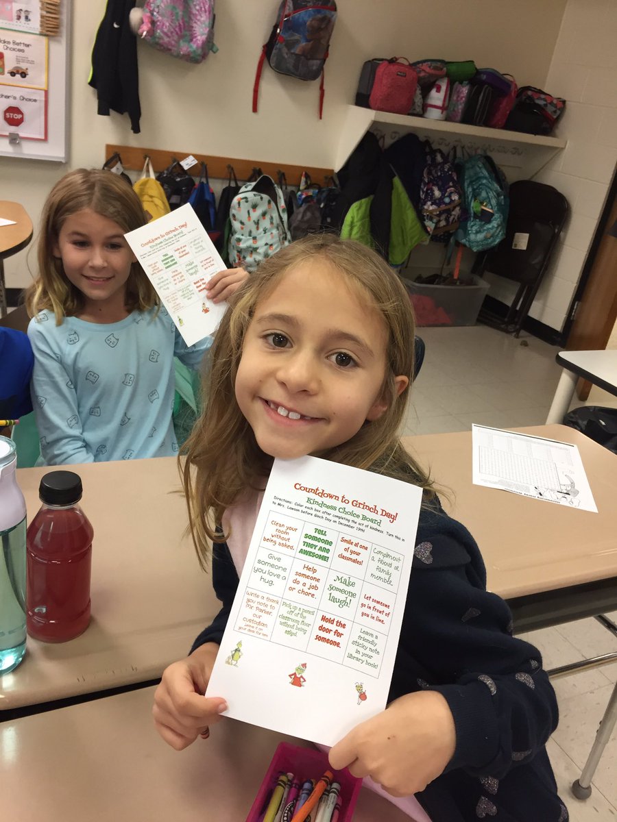 My third graders are counting down to Grinch Day with our Kindness Choice boards! #kindnessmatters #NHCSchat