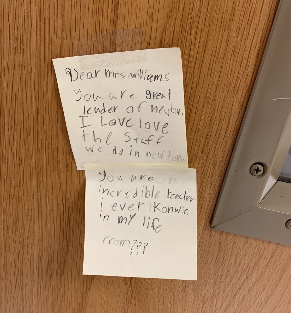 This made my day. Found it on my door.  ❤️ our ss and our creative ts