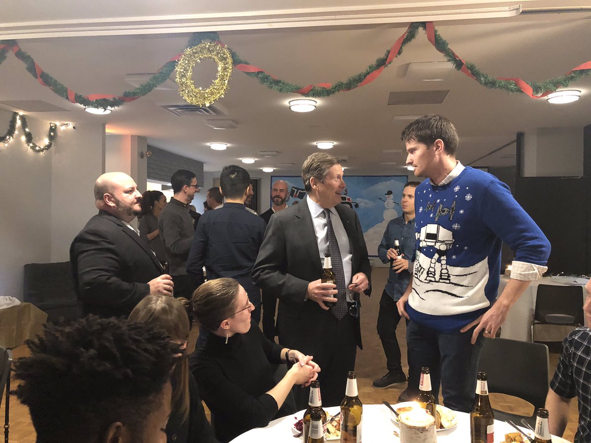 JohnTory's tweet photo. Celebrating the start of the holiday season with staff from our City Planning Division, thanking them for the work they do to help us build Toronto for the future. https://t.co/nQdJrCEx3X