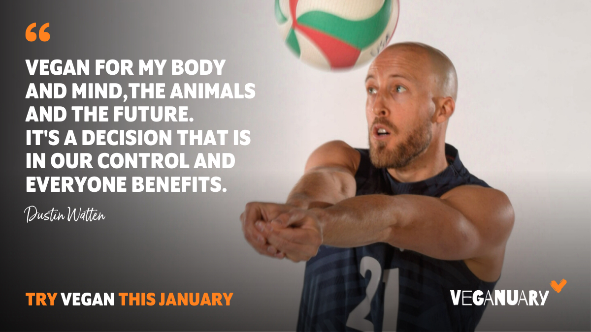 veganuary's tweet photo. 🏐🎉 Please welcome another fantastic new Ambassador to our ranks for 2020 - USA Men's Volleyball Player, WorldCup Champion and proud vegan, @DustinWatten!

The decision is yours. Make a change and sign up for #Veganuary2020 👉 https://t.co/gBiXakXaTg https://t.co/fk27AXk4rt
