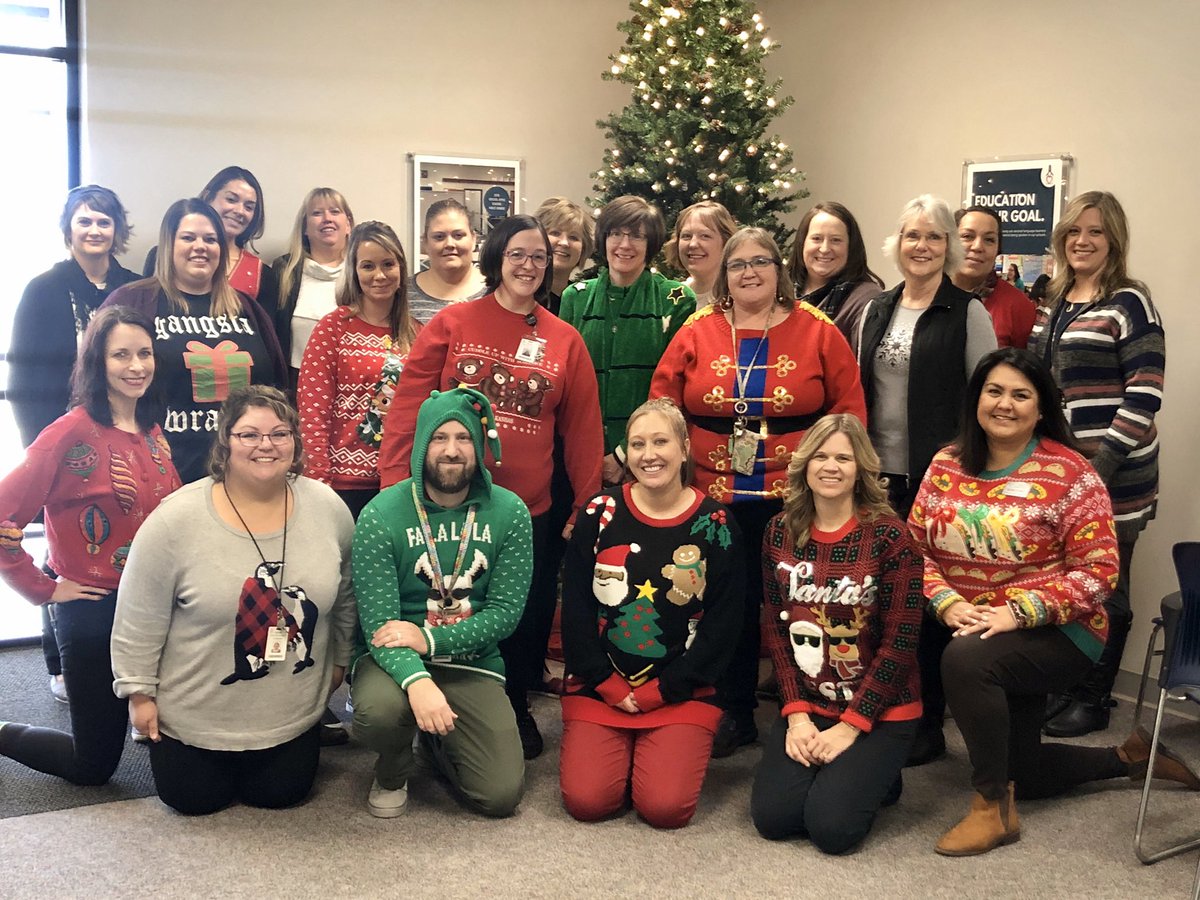 SuptStein's tweet photo. I work with the best coaches around! Not only are they passionate about supporting teachers but they have outstanding fashion sense! #coachPD #uglysweaterparty #awesome https://t.co/uaL07cToBd