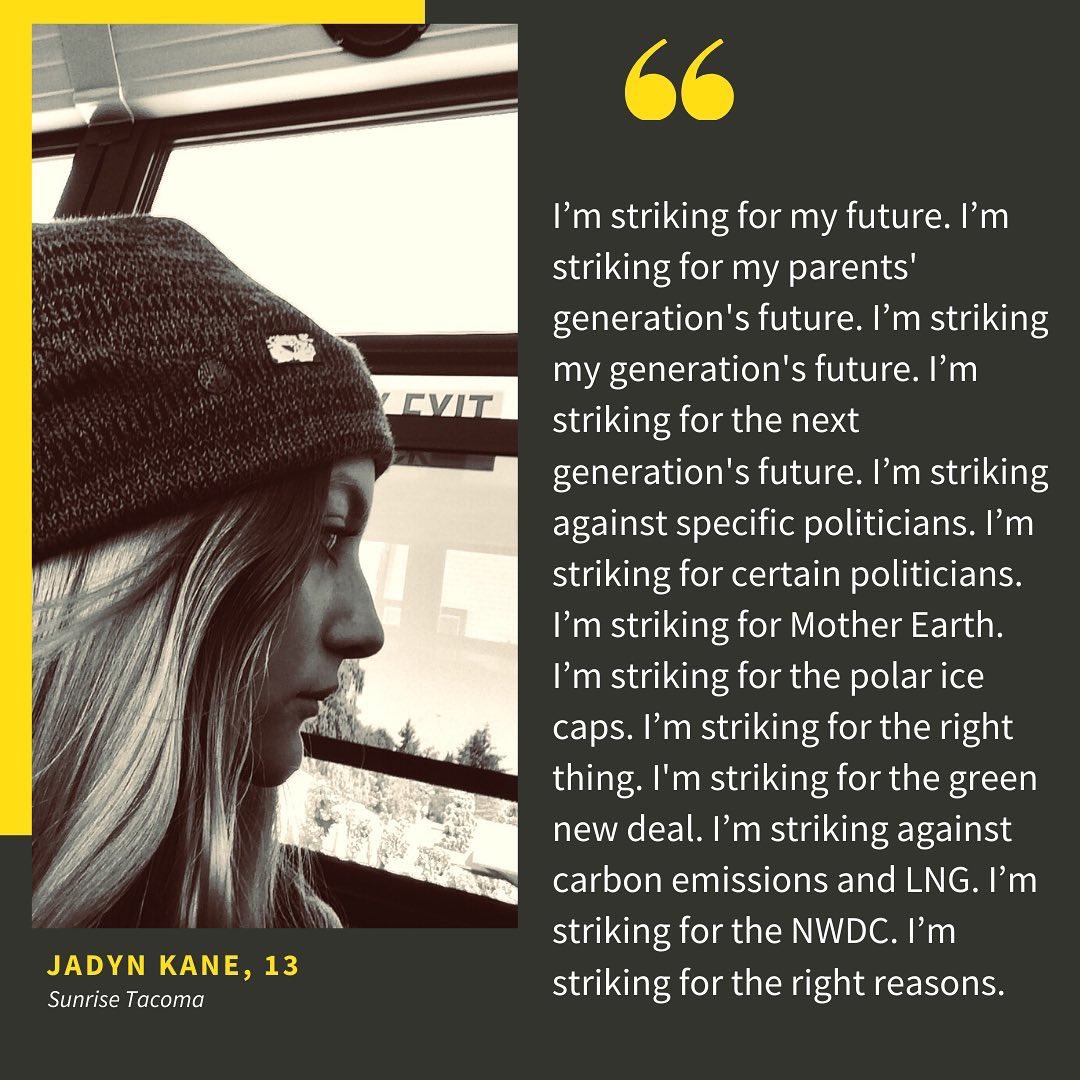 350Tacoma's tweet photo. Stand with Jadyn and other young people fighting for their future. Right here, right now, is where we draw the line!

TOMORROW: 
Tacoma Youth Climate Strike
Friday, Dec 6, 12pm-2pm
Tollefson Plaza

INFO: https://t.co/xhHxoE6QCw

#TacomaClimateStrike #ClimateStrike #WhyIStrike https://t.co/4wd8uA4tGp