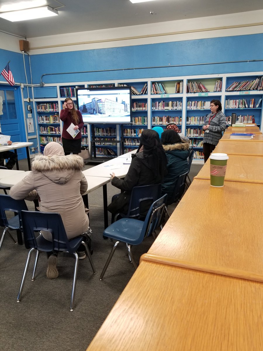 hps_school's tweet photo. Coffee and Curriculum with focus on the Hamtramck Library and Parent use of Class Dojo and Parent Portal https://t.co/LCSXxhv9xn