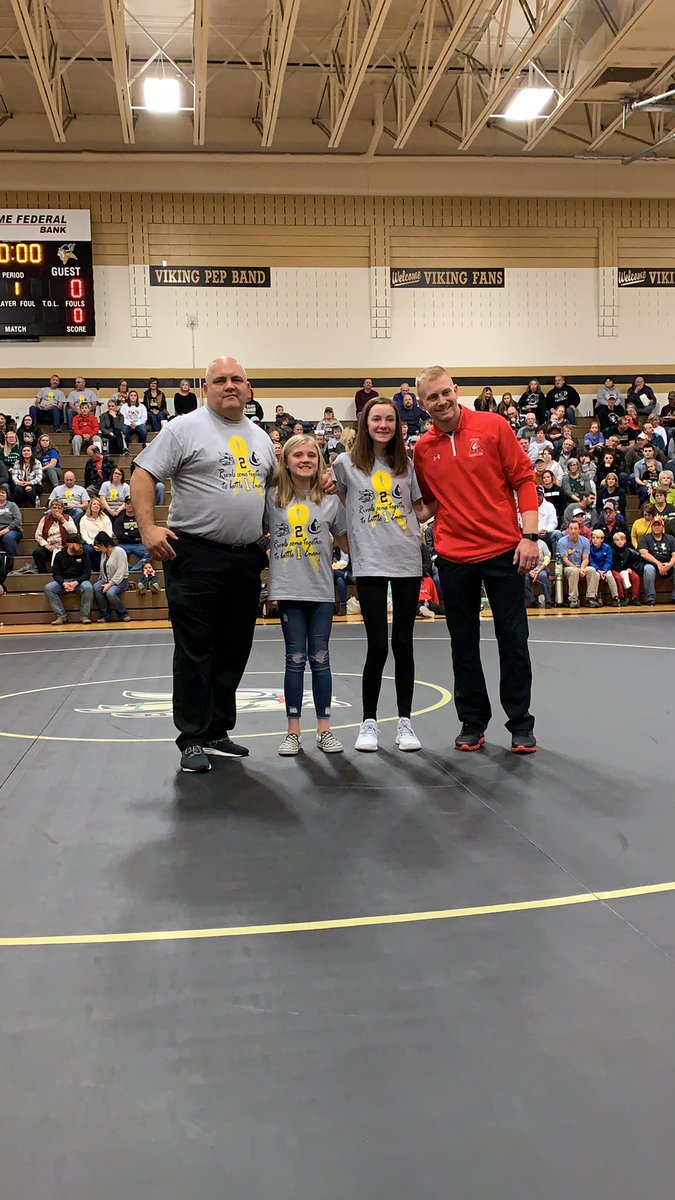 Two rivals coming together to battle enemy! Proud of you two girls and your courageous battle to defeat cancer! #aurorahuskies #ginwvikings #BeatCancer