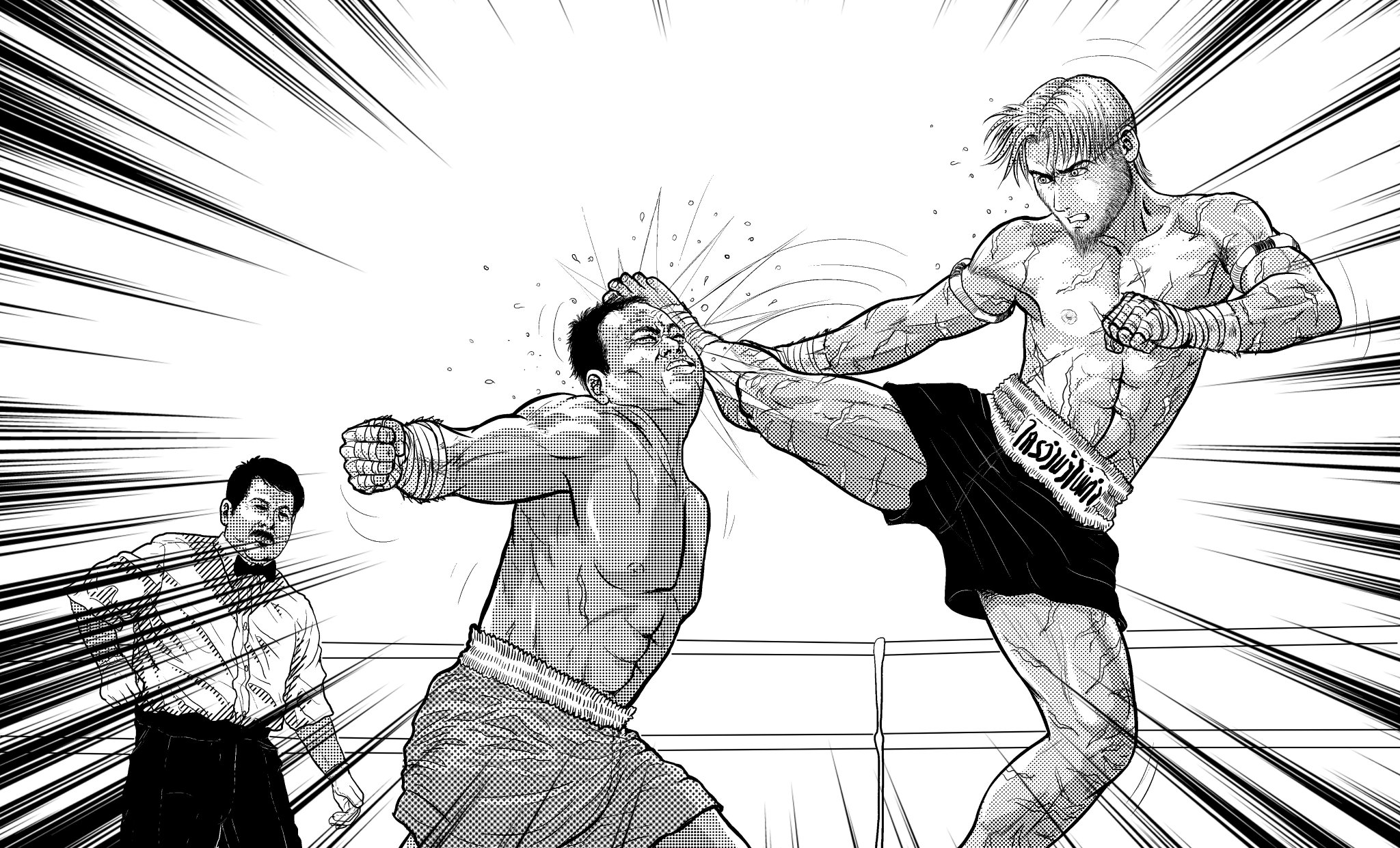 #Manga #illustration #martialarts #muaythai #fighting” .