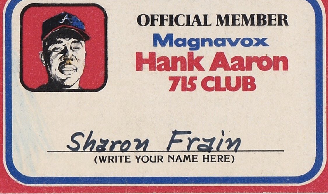 1974 Atlanta Fulton County Stadium when I became of member of the Hank Aaron 715 Magnavox Fan Club. I’m still a card carrying member!