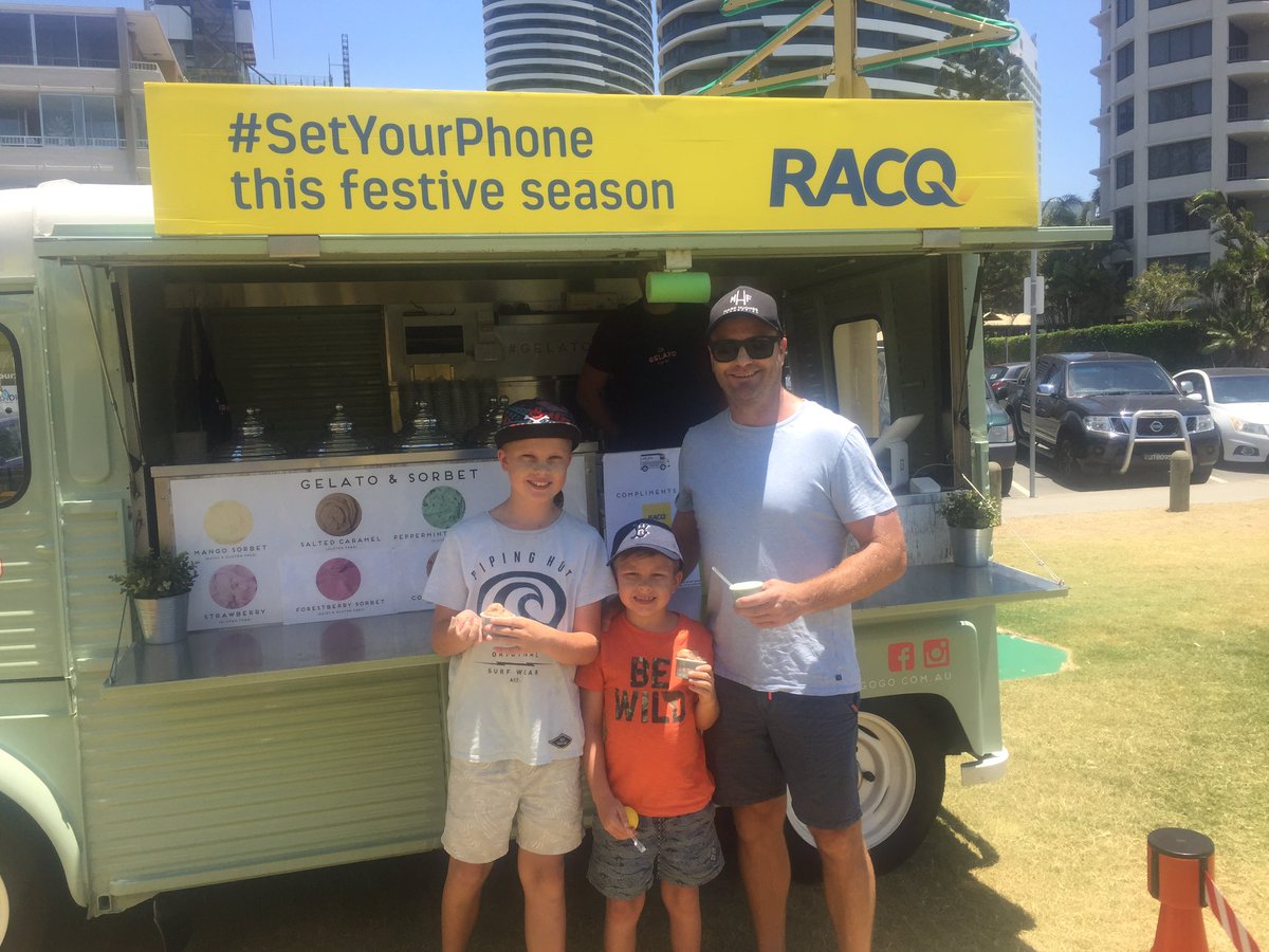 RACQOfficial's tweet photo. Thanks to everyone who came down to Broadbeach this morning to enjoy free gelato and learn how to #SetYourPhone and leave it alone! 📱 https://t.co/n7XRaOM9H0