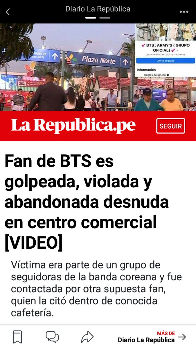 gogoarmys_'s tweet photo. Vamos falar de um tópico que é sensível, mas precisa ser noticiado: UMA ARMY PERUANA DE 19 anos foi drogada, estuprada e abandonadq em roupas íntimas por uma suposta "ARMY" e seu companheiro (20 anos).

As fb peruanas estão pedindo que a notícia seja divulgada e compartilhada ! https://t.co/F2ePWmY5wf