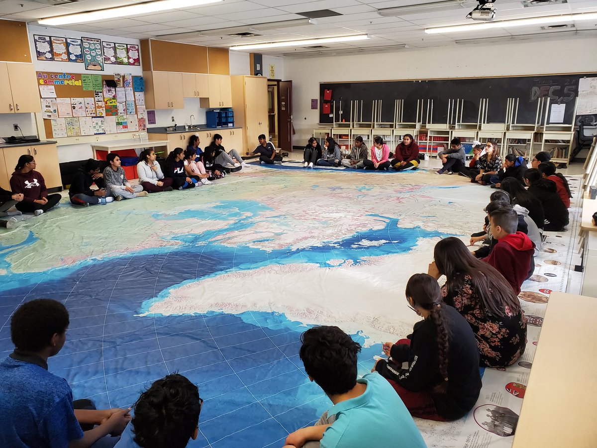 mscaccavella's tweet photo. Building relationships and creating community in the Grade 8 POD with our weekly community circle! Took today's opportunity to reflect and share our discoveries while exploring the Indigenous Peoples Atlas of Canada #peelEML #restorativepractices @MsVisentin @SunnyViewMS #podlife https://t.co/e5hsogtYgT