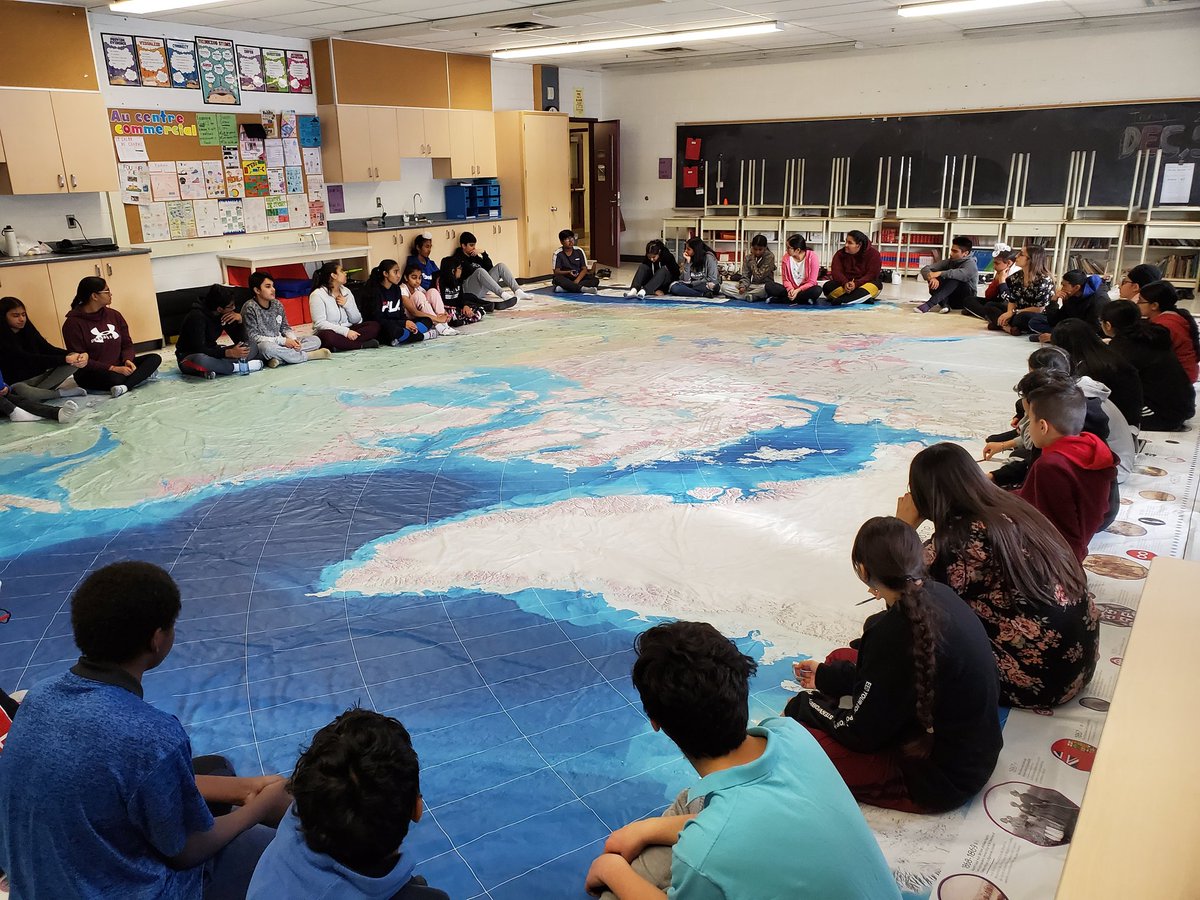 mscaccavella's tweet photo. Building relationships and creating community in the Grade 8 POD with our weekly community circle! Took today's opportunity to reflect and share our discoveries while exploring the Indigenous Peoples Atlas of Canada #peelEML #restorativepractices @MsVisentin @SunnyViewMS #podlife https://t.co/e5hsogtYgT