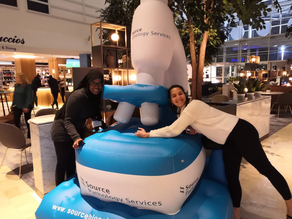 StephGCraig's tweet photo. The reaction of our digital image analysts @QubPMC on seeing a funsized microscope in the lobby #DigiPathGE #SourceMicroSelfie https://t.co/ZZa6kK7hd1