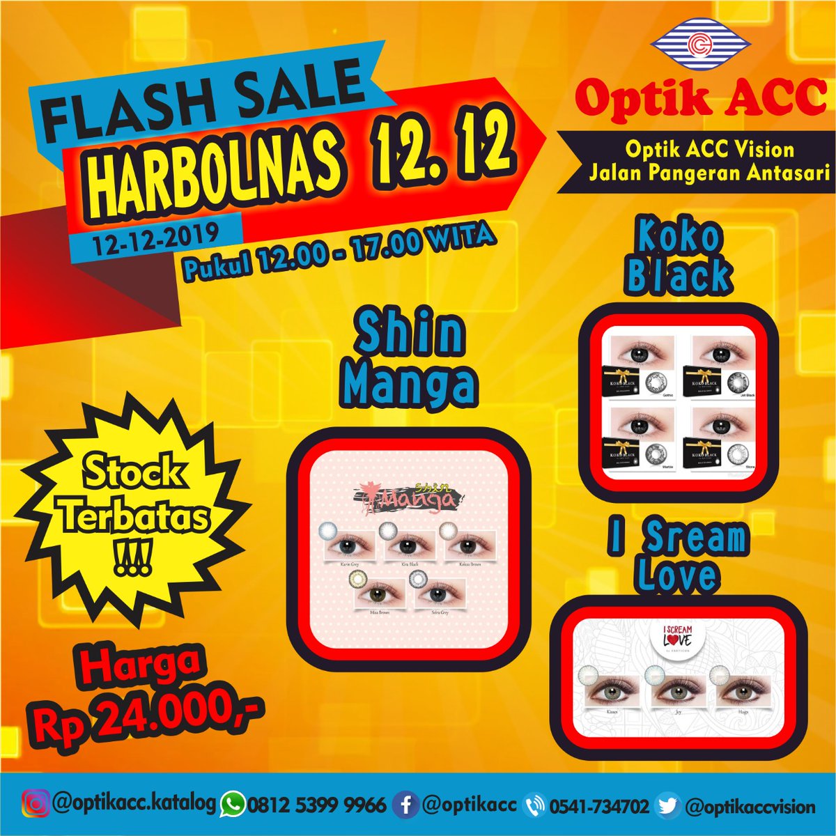 optikaccvision's tweet photo. 🔥 Flash Sale🔥
Kamis, 12 Desember 2019 
Softlens IDR12.000 !!! Hanya untuk 120 orang pertama!!!

#Samarinda #Promo #promosoftlens https://t.co/vnQE6yucNy