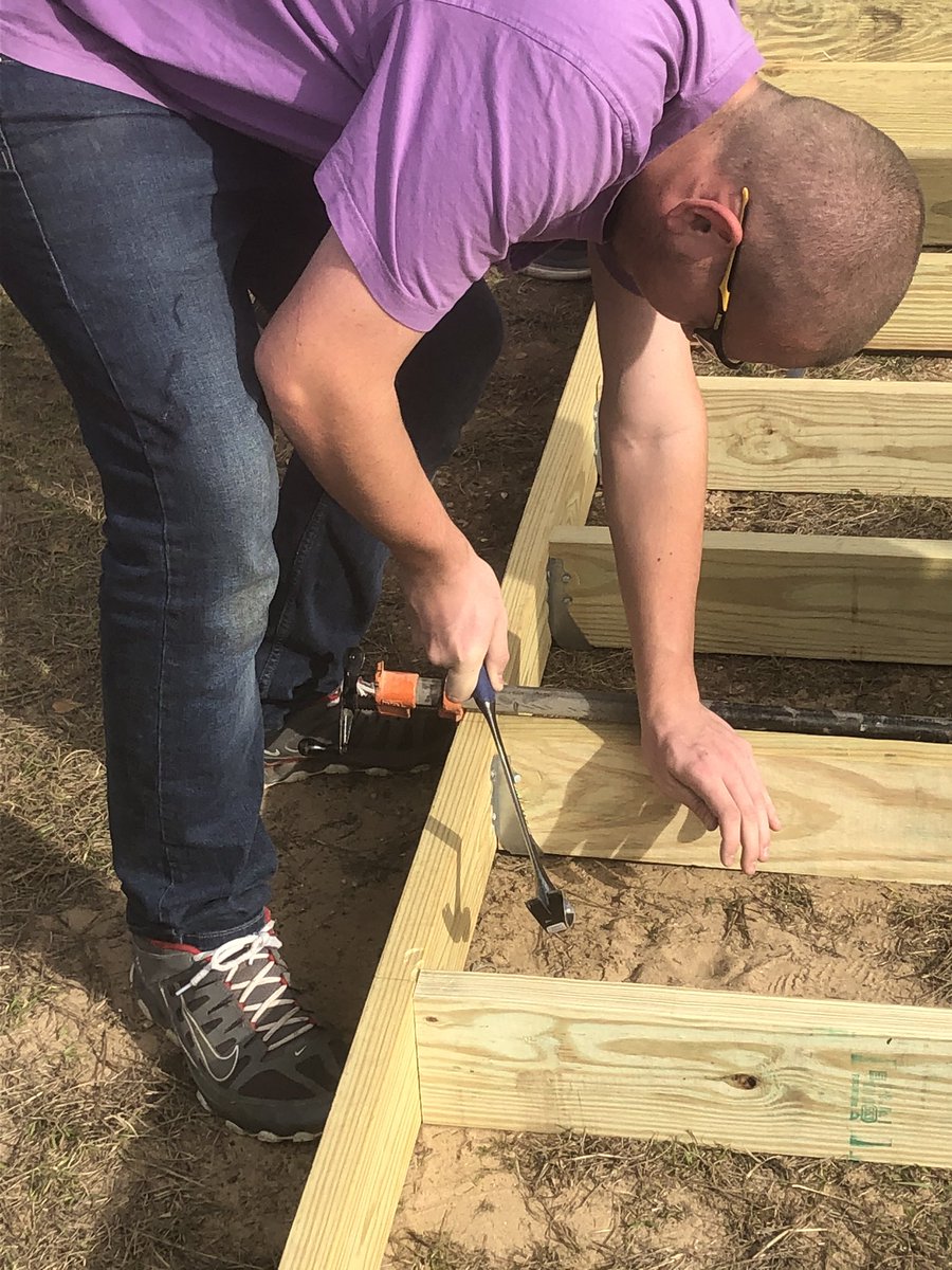 CHWoodTech's tweet photo. I gave the boys a palm nailer, they decided to use hammers. #old school. #ifundme. https://t.co/UBjQ61c1K4