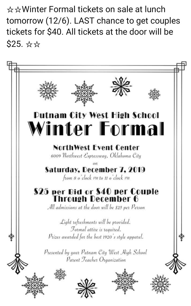 Winter Formal Information: