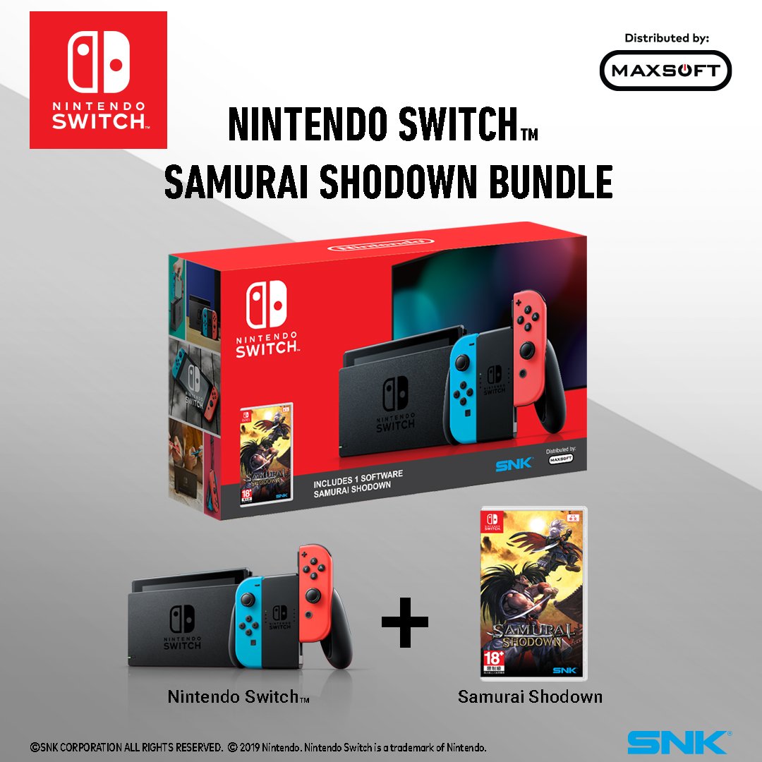 SNKPofficial's tweet photo. Nintendo Switch SAMURAI SHODOWN Bundle will be releasing in Southeast Asia on December 12th, 2019.
#SNK #SAMURAISHODOWN #MAXSOFT #Nintendo #NintendoSwitch https://t.co/MnZ69SLaxE