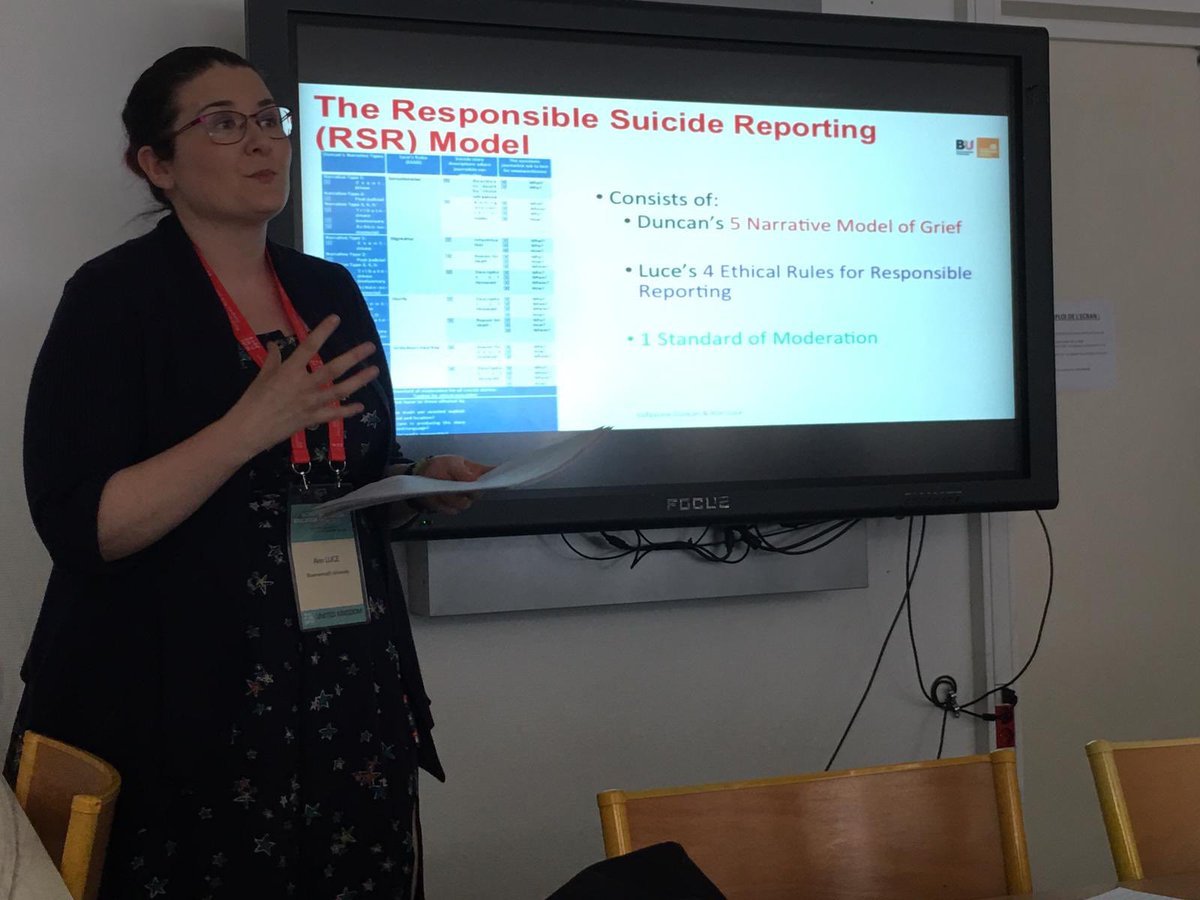 stann2's tweet photo. Very excited to be presenting @stann2 & @sallyanneduncan paper about our Responsible Suicide Reporting Model @JERAA2019 in Sydney from the comfort of our homes in the UK! @bournemouthuni @UniStrathclyde #jeraa19 #AcademicChatter #SuicidePrevention https://t.co/sn39iwHgxs