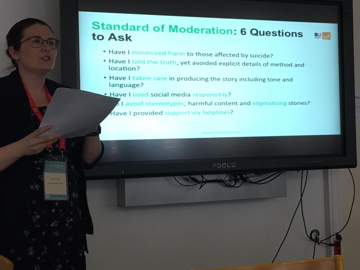 stann2's tweet photo. Very excited to be presenting @stann2 & @sallyanneduncan paper about our Responsible Suicide Reporting Model @JERAA2019 in Sydney from the comfort of our homes in the UK! @bournemouthuni @UniStrathclyde #jeraa19 #AcademicChatter #SuicidePrevention https://t.co/sn39iwHgxs