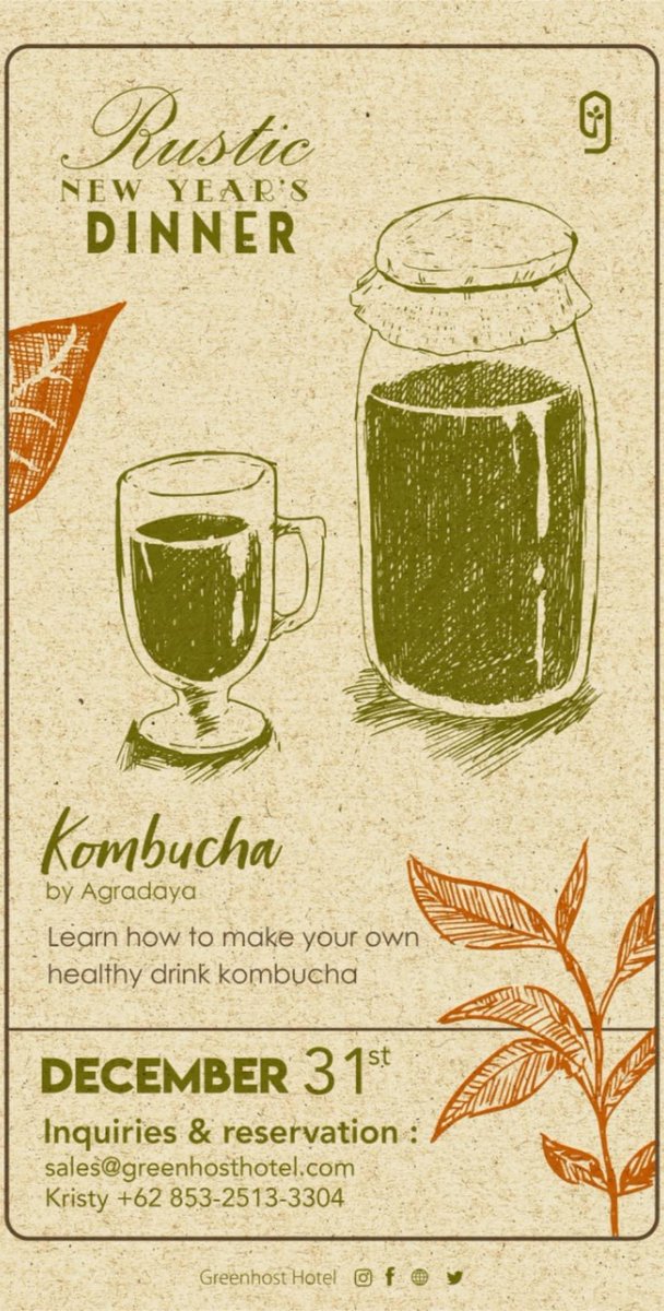 We have another fun activity you can do at our New Year's Event. Join us for a hands-on kombucha making session and taste your own-made healthy drink.