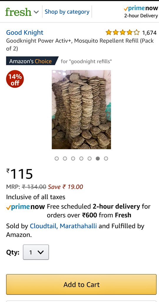 Hey <a href="/amazonIN/">Amazon India</a> is it 🐄 dung or good knight refill pack? <a href="/AmazonHelp/">Amazon Help</a>