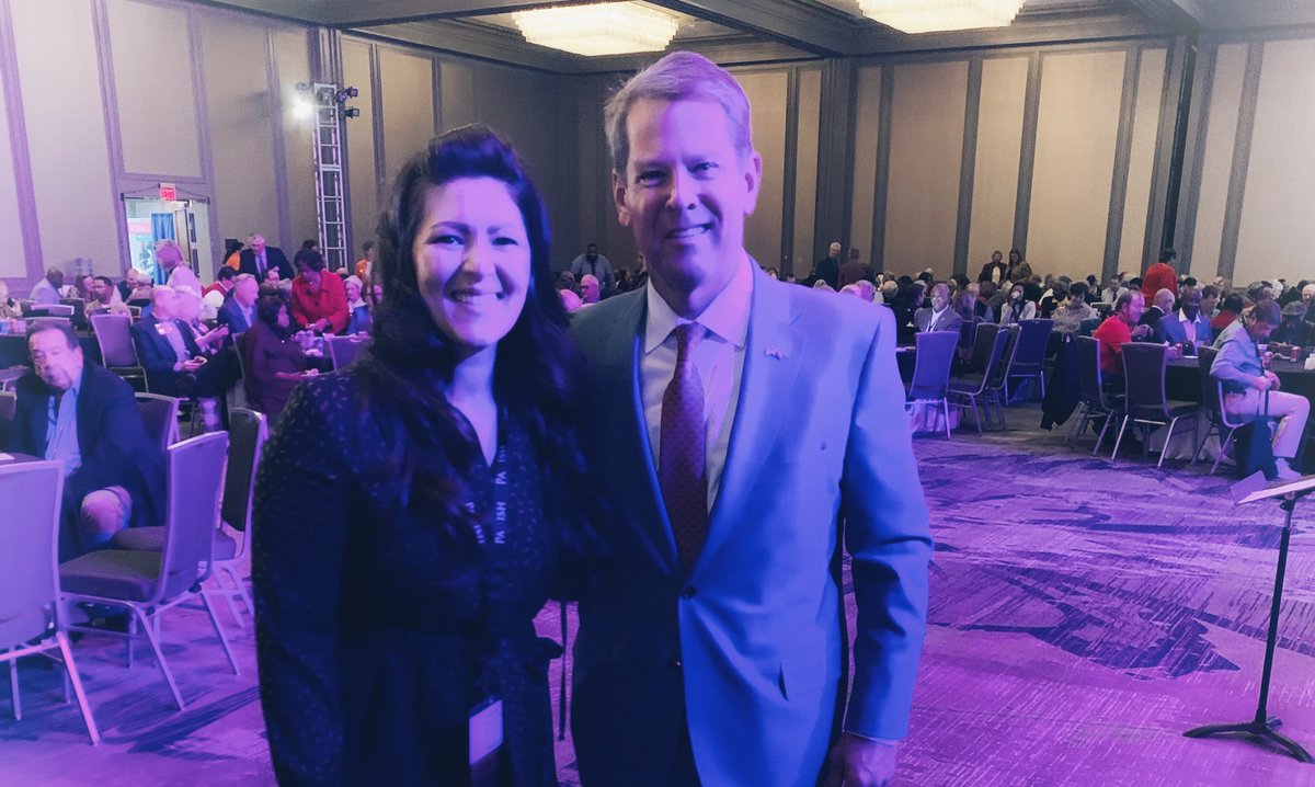 dade_schools's tweet photo. Board Member Jennifer Hartline with @GovKemp @gsbacomm Conference today. #GSBAGSSA19 @GSBATV https://t.co/hZ0lhlb8Ko