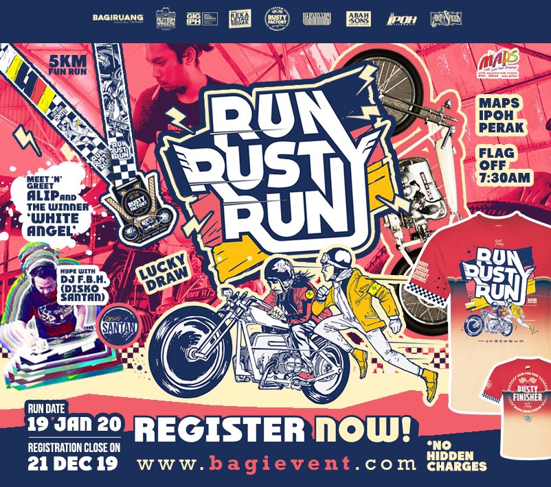 bagirunclub's tweet photo. Selain #runrustyrun , kita ada sesi dimana anda boleh melihat sendiri di depan mata motor "white angel", sesi sembang2 bersama builder motor ( @muhammadkhalidmusa ), dan persembahan spin piring hitam dari DJ F.B.H (disko santan). info lanjut https://t.co/F8nCQbwiVg @MohKeIpoh https://t.co/4Jq17vEuFa