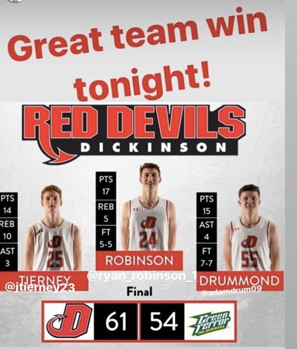 Great performance last night by former Marshall Boys Basketball Alumni <a href="/robinsonr23/">Ryan Robinson</a> helping Dickinson Red Devils to a big win in the <a href="/CentennialConf/">CentennialConference</a>!!
#MarshallPride