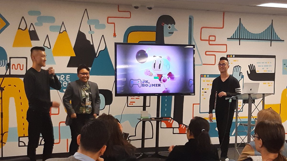 nicolehusain's tweet image. Battle of the games at #LHLDemoDay tonight in Vancouver with a fun throwback to Bomberman: Ok, Boomer 💣😂