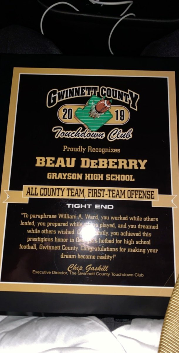 Honored to be all county First Team Tight End!!! 💯💚💛 @CarterRamsFB @Coach_FredM <a href="/RecruitGeorgia/">Recruit Georgia</a> <a href="/CoachC2588/">Shelton Carleton</a> <a href="/Coach_Nance/">Aaron Nance</a> @CoachHill_GHS <a href="/Coach_MPark/">Matt Park</a> <a href="/Coach_Timmerman/">Jake Timmerman</a>  <a href="/tdlock52/">Ty Lockett</a> Thanks coaches for helping me get to this point!!!