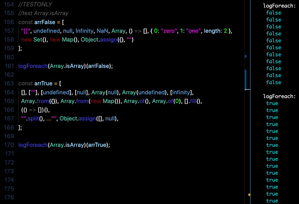 Reactivizer's tweet photo. A list of what "Array.isArray" considers false and true.

#Javascript
#JS 
#SoftwareDevelopment
#SoftwareArchitecture
#FunctionalProgramming
#SoftwareTesting https://t.co/mHxiwIwXL9