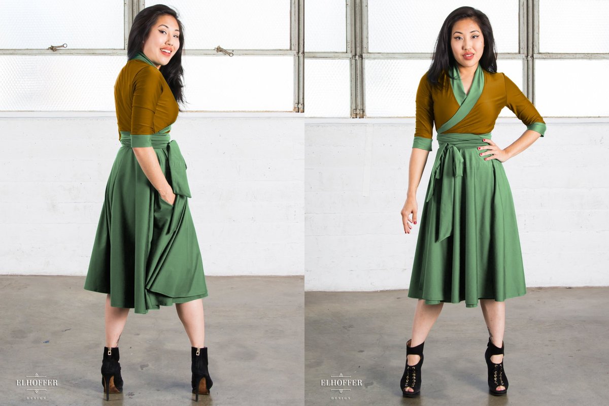 Inspired by ‘the child’ from The Mandalorian, this fabulous Galactic Asset Wrap Dress is now available to order from <a href="/elhofferdesign/">Elhoffer Design</a>  - thekesselrunway.com/elhoffer-desig… #starwars #thekesselrunway #starwarsfashion #elhofferdesign #themandalorian