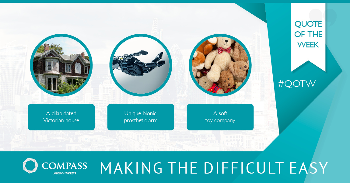 compassbrokers's tweet photo. Broking Director Paul Montgomery shares his top #CLMQOTW for 2019.
Victorian house: The essence of our property capabilities.
Bionic arm: Perfect example of our underwriting authority.
Toy company: Showed the cheapest option is not always the best.
#CLMMakingtheDifficultEasy https://t.co/kIAlRsH154