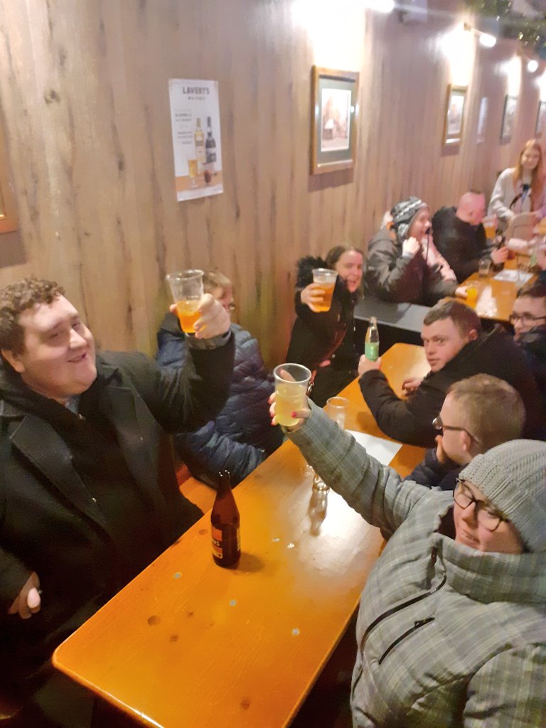 JennyP_NOW's tweet photo. 15 participants from @NOW_Group Thursday night social group Thrive had a great time @BelfastXmasMark with a few drinks @LaverysBelfast the staff were amazing & even reserved us two tables! #JAMcardfriendly https://t.co/QrVJC70Cud