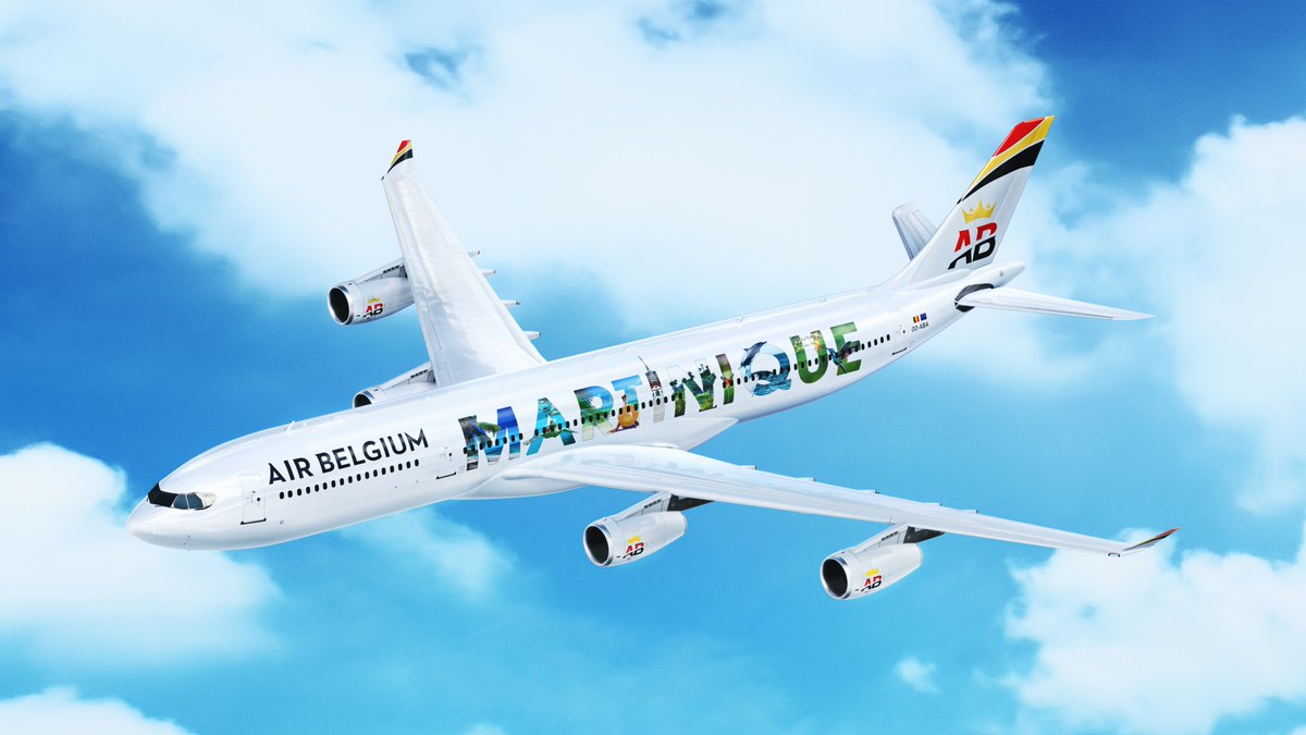 Airbelgium's tweet photo. Look at that!!! ✈️😍

You didn't think we would land in Martinique and Guadeloupe without getting noticed, did you? 🍾🥳 

To celebrate our new destinations, we dressed up one of our planes in the colours of the French Antilles 🌴🏖️🦜

#AirBelgium #Guadeloupe #Martinique https://t.co/1lk6EgSJMn