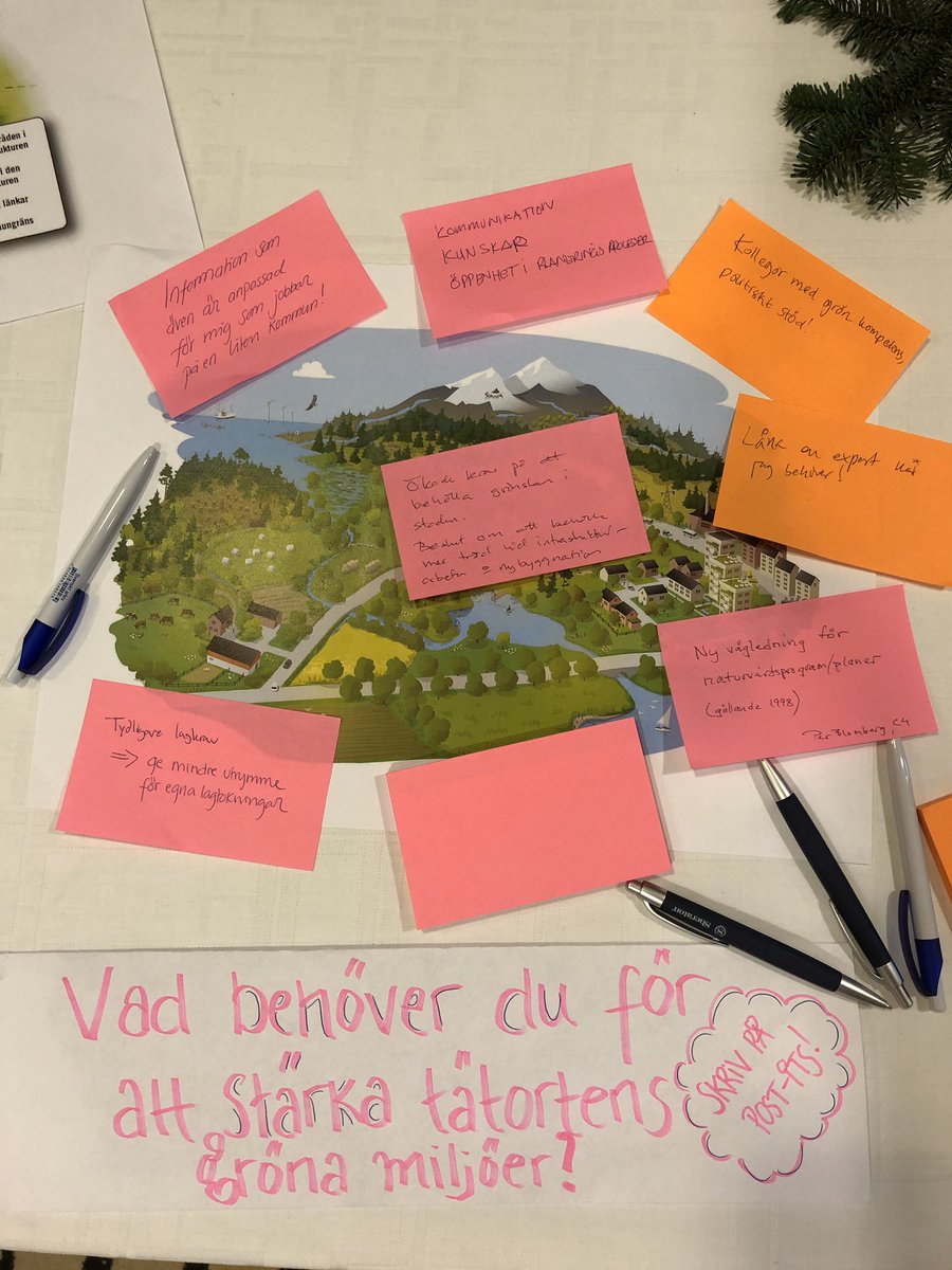 Vad behöver du gör att stärka tätortens gröna miljöer? ”Ny VL för naturvårdsprogram/planer”, ”Låna en expert när jag behöver!”, ”politiskt stöd!”, ”info som också passar mig som jobbar i en liten kommun”, ”tydligare lagkrav”

Vad behöver du?🌳🌲