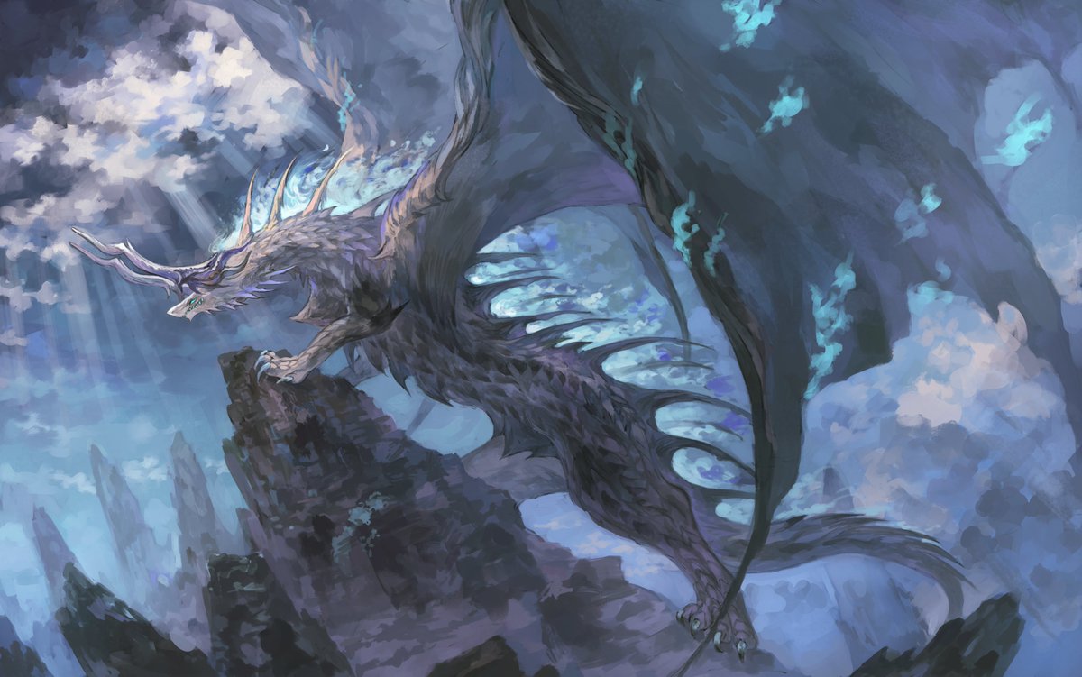 wings no humans dragon fire night sky monster  illustration images