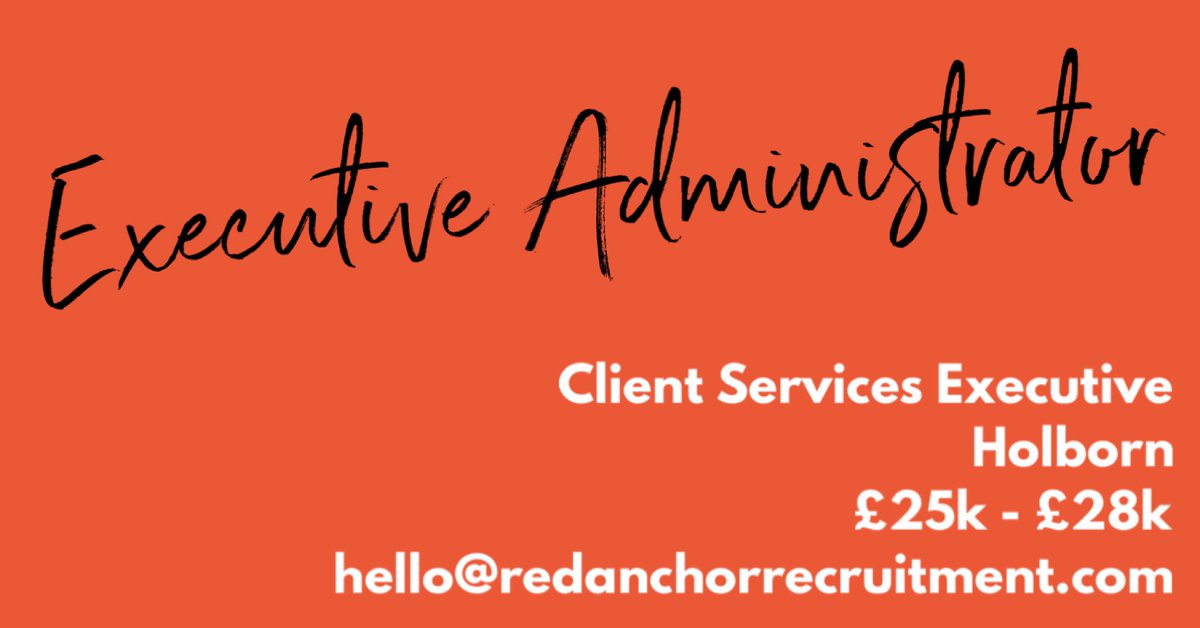 RedAnchorJobs's tweet photo. Client Services Executive to support investment team. This is a graduate opportunity with ideally 12 months experience.

Get in touch now https://t.co/ErRTEVV4jx