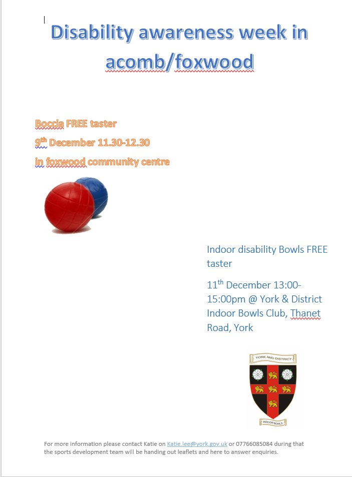 CYC_YorkSalTeam's tweet photo. Disability awareness week in acomb / foxwood. 
Please see attached. @LiveWellYork @YorkDisability https://t.co/NKvYtFB7Za