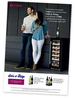 Purchase a selected @Caple wine cabinet @SinksThings and receive a FREE @Laithwaites deluxe duo or trio wine gift set. Trade account holders only. #trade #kitchen #Caple #Christmas #winecabinet
