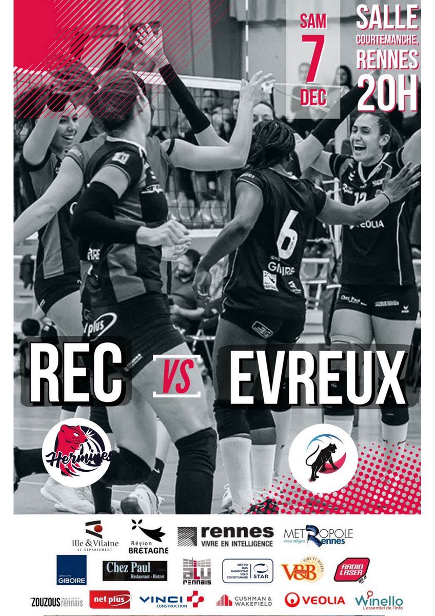 RecVolleyF's tweet photo. Rien de prévu ce week-end? 
🏐Venez soutenir les Hermines samedi soir contre Evreux. 
 📍20h à la salle Courtemanche
#hermines#recvolley#recvolleyfemini#volley#rennes#rennesmetropole#recvolleyf https://t.co/YEOLRYByQx