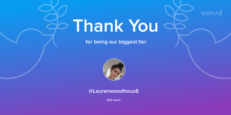 Our biggest fans this week: Laurenwoodhous6. Thank you! via sumall.com/thankyou?utm_s…
