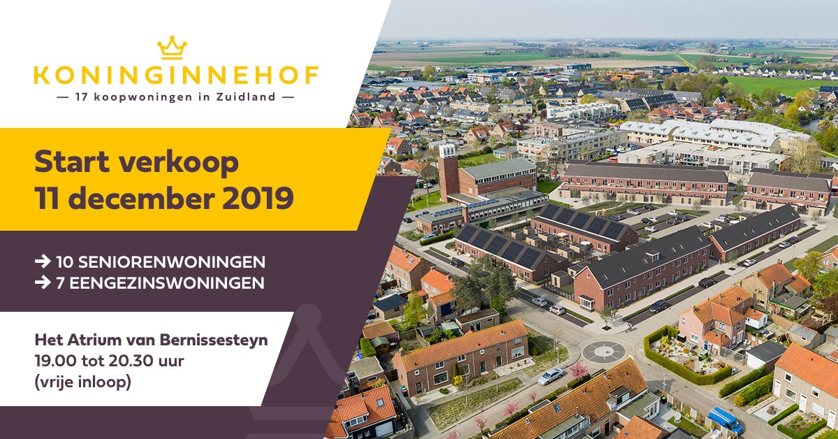 herkonproject's tweet image. Nog een aantal nachten slapen en dan start de verkoop van de 7 #eengezinswoningen en 10 #seniorenwoningen van het project Koninginnehof in #Zuidland. Een fijne wijk waar jong en oud samen komt! koninginnehofzuidland.nl